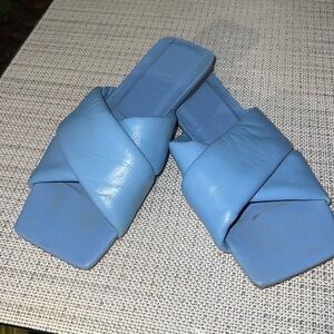 Zara Flat Padded Square Toe Sandals, Blue, Sz 36, pre loved 🥰